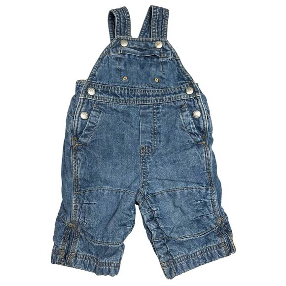 Baby Gap 3-6 Months Red Fleece Lined Overalls Boys Infant Chambra Denim - Picture 1 of 11
